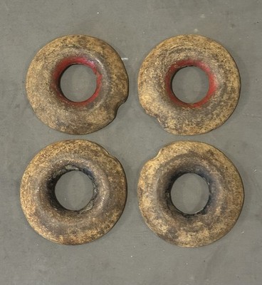 Set of 4 Vintage Cast Iron Quoits Ring Toss -  3 Lb  Each See Pics For Weights