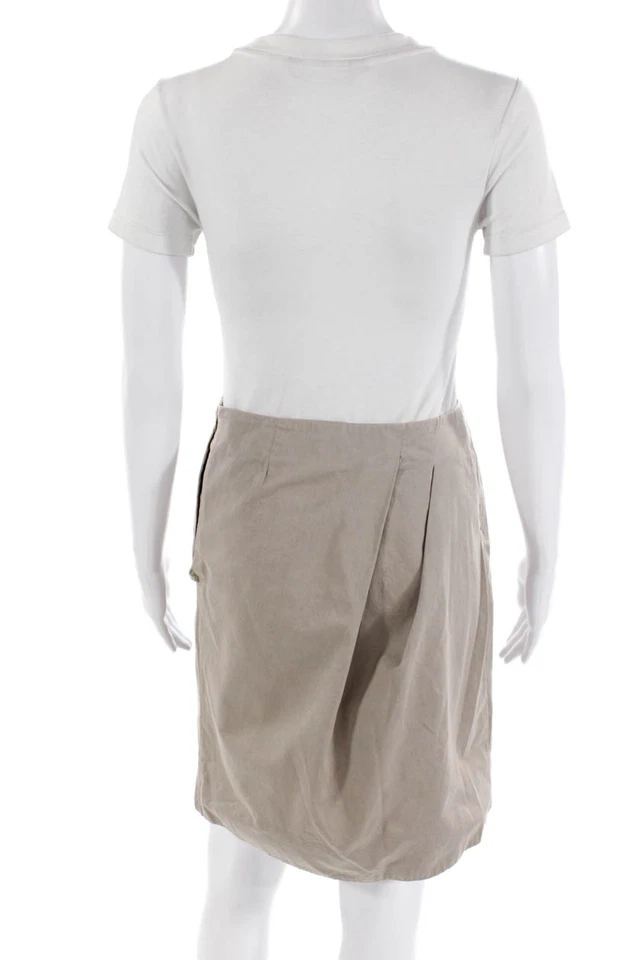 Falda lápiz plisada de algodón hasta la rodilla beige talla 38 Marni para mujer Foto 3 de 4