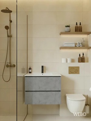 London Badmöbel 80cm Kompletset Mattschwarzer Armatur bathroom furniture WEBO