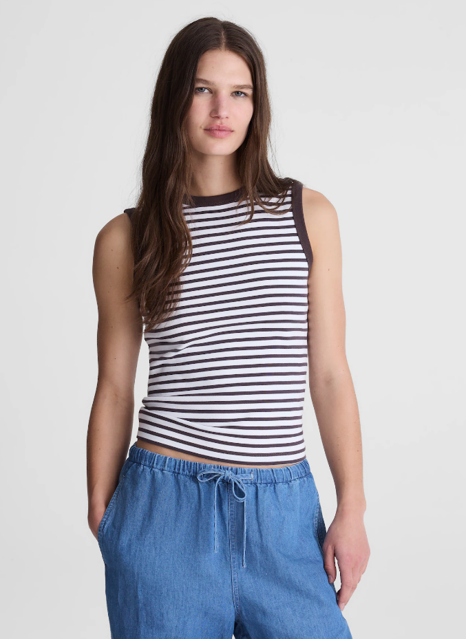 Madewell The '90s Shell Tank in Compact Cotton - New York Stripe New