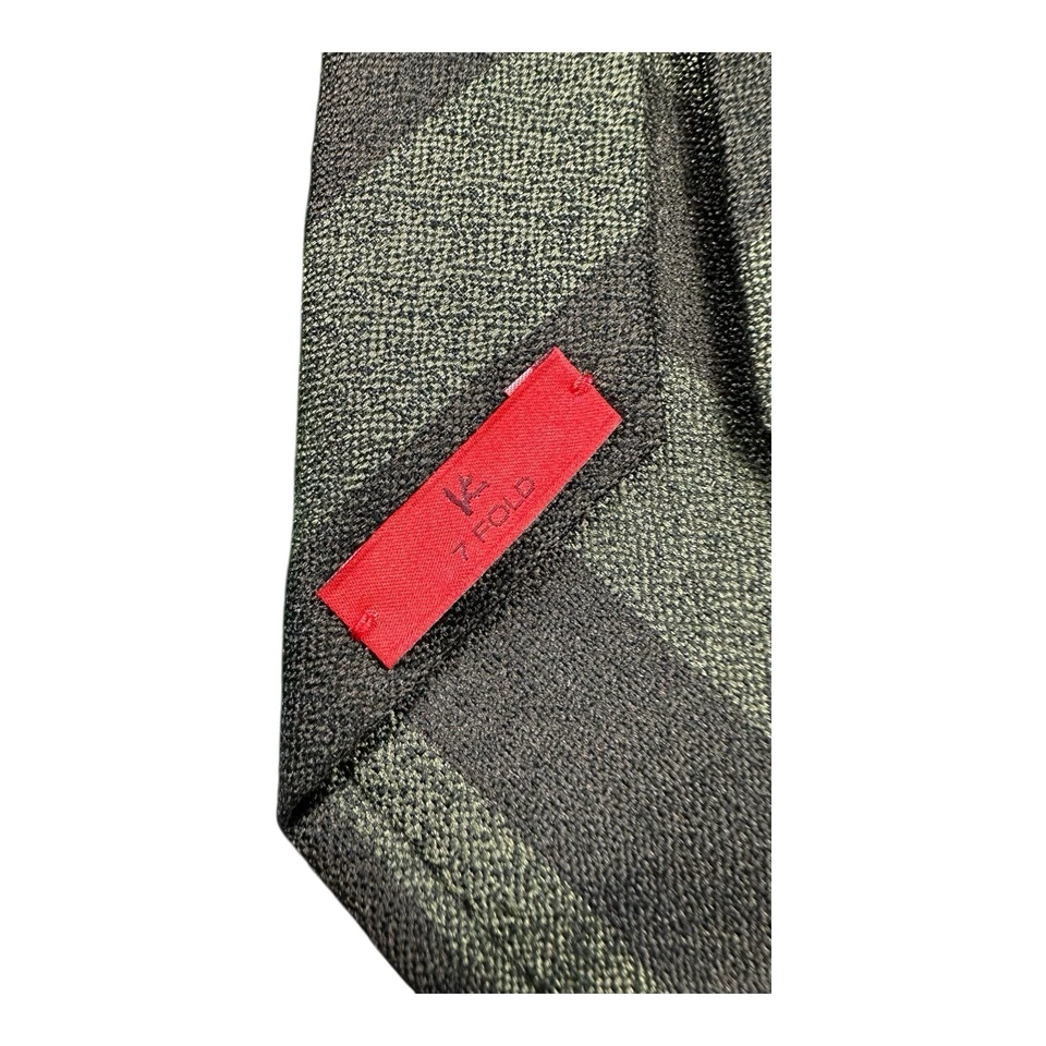 Isaia Napoli Green Brown 7 Fold Pure Silk Men’s The 3.5 Inch Width  - Image 3 of 4