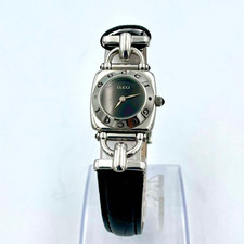 GUCCI Quartz Horsebit Watch 6300L Black Dial Silver Working Women's