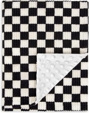 Baby Blanket for Boys Comfy Durable Corduroy Toddler 30 x 40 Inch, Black