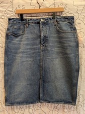 Old Navy Denim Jean Skirt Sz16 Front Slit High Rise Y2K Retro Style Midi Prairie