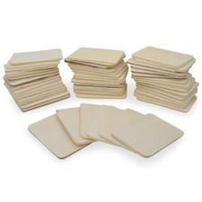 50 Unfinished Wooden Shapes Craft Cutouts DIY Unpainted Plaques 2.25 Inches