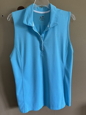 Champion Hager Women Golf Polo Shirt Sleeveless Blue Pullover Size XL