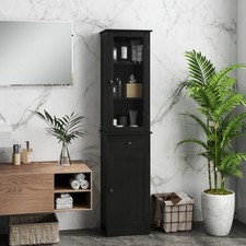 Organizer Restroom Tower Tall Pantry Tower with Multi-Tier Shelving, Grey