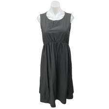 JOS Women's Gray Silk Sleeveless Pleated Crew Neck Midi A Line Tank Dress Sz 10