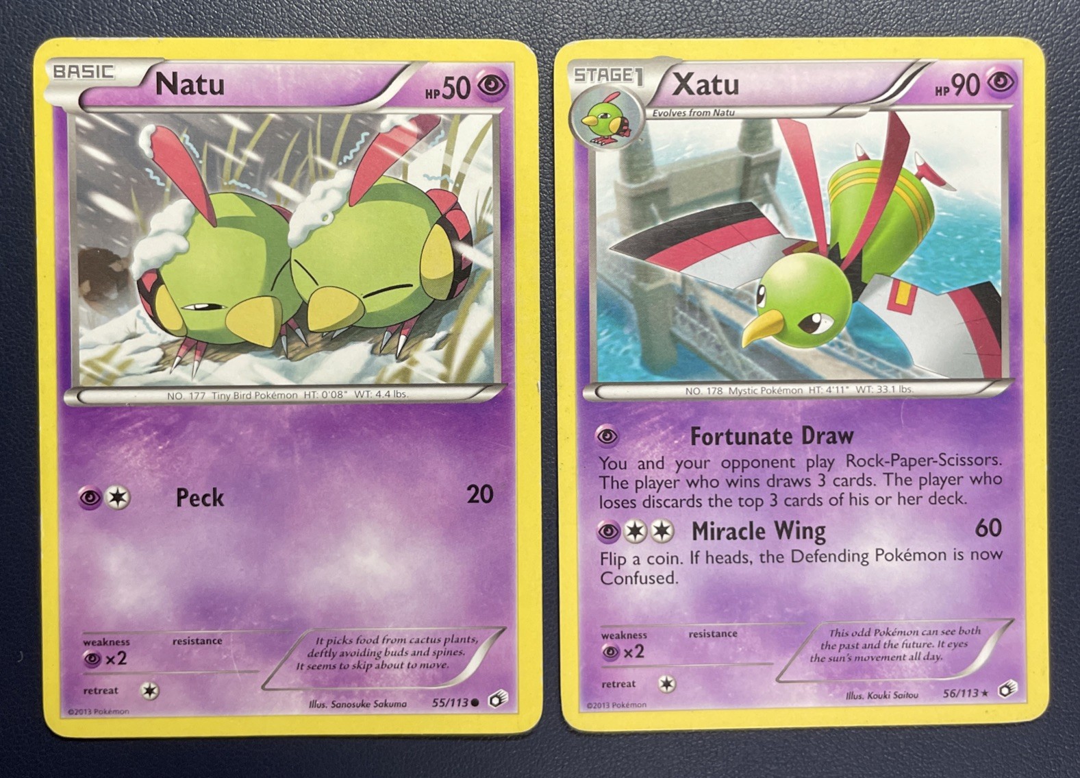 Pokemon TCG - Xatu 56/113 + Natu 55/113 Set - Legendary Treasures Rare MP