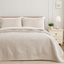 3-Piece Queen Quilt Bedding Set, Soft Microfiber Bedspread Lightweight Summer