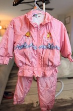 Vintage 90s Disney Winnie the Pooh Pink Windbreaker Track Suit Kids Toddler 2T