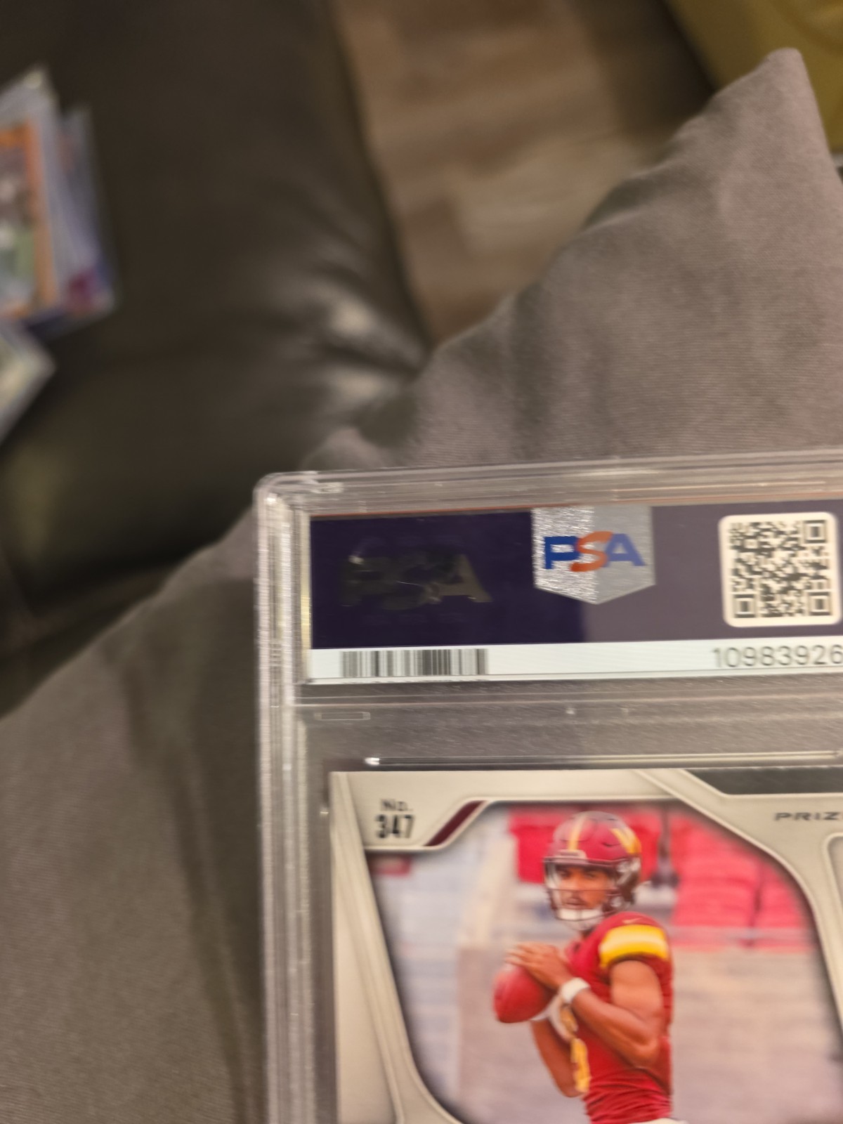 2024 Panini Prizm Jayden Daniels #347 Orange Disco Prizm RC PSA 9 view 8