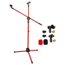 5 Core Microphone Stand Floor Height Adjustable w Extending Telescoping Boom Arm