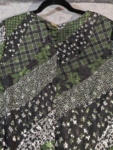 Michael Kors Women's 1x Plus Size Fit & Flare Double Tier Dress, Green/Black NWT - Bild 6 von 7