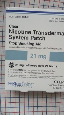BluePoint Laboratories Nicotine 21mg Stop Smoking Patch Step 1 Transdermal 14ct
