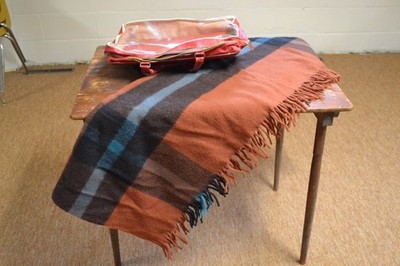 Vintage Chippewa Falls Stadium Wool Blanket with case