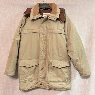 Field & Stream Gorden & Ferguson Goose Down Parka Men's L Khaki Hood Corduroy