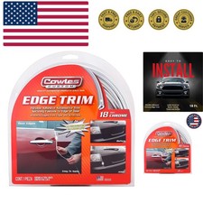 Custom - Enhanced 18ft Chrome U-Channel Edge Guard Trim, 18feet Rubber Bumper...