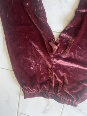 Madewell Women's Velvet Tapered Pleated Pants Medium Red 27'' Inseam High Rise