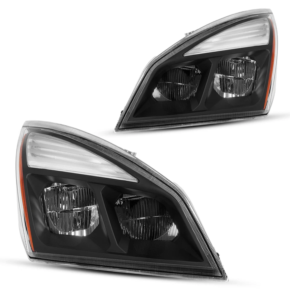 Pair For Freightliner Cascadia 2018- 2024 2025 Full LED Black/Chrome Headlights - Image 4 of 4