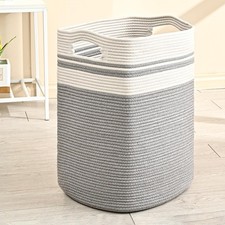 78L Laundry Hamper, Woven Rope Tall Laundry Basket with Handles, Decorative B...