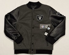 Raiders NFL Team Apparel Ultra Game Black Varsity Jacket Boys Youth L 14-16 NEW