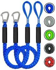 2PCS 4 Feet Bungee Boat Dock Lines with 316 Stainless Steel Clip Mooring Rope...
