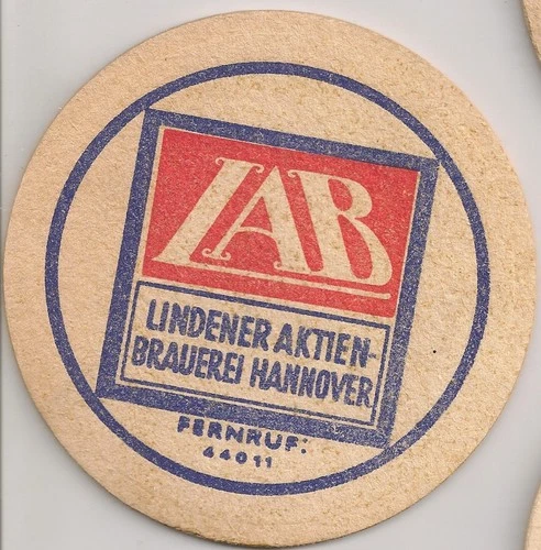 Lindener Stock Brewery Hanover - Old Beer Mat "LAB - Remote Call: 44011"