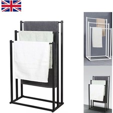 Black White 3 Tier Free Standing Towel Rail Stand Unit Rack Storage Bathroom