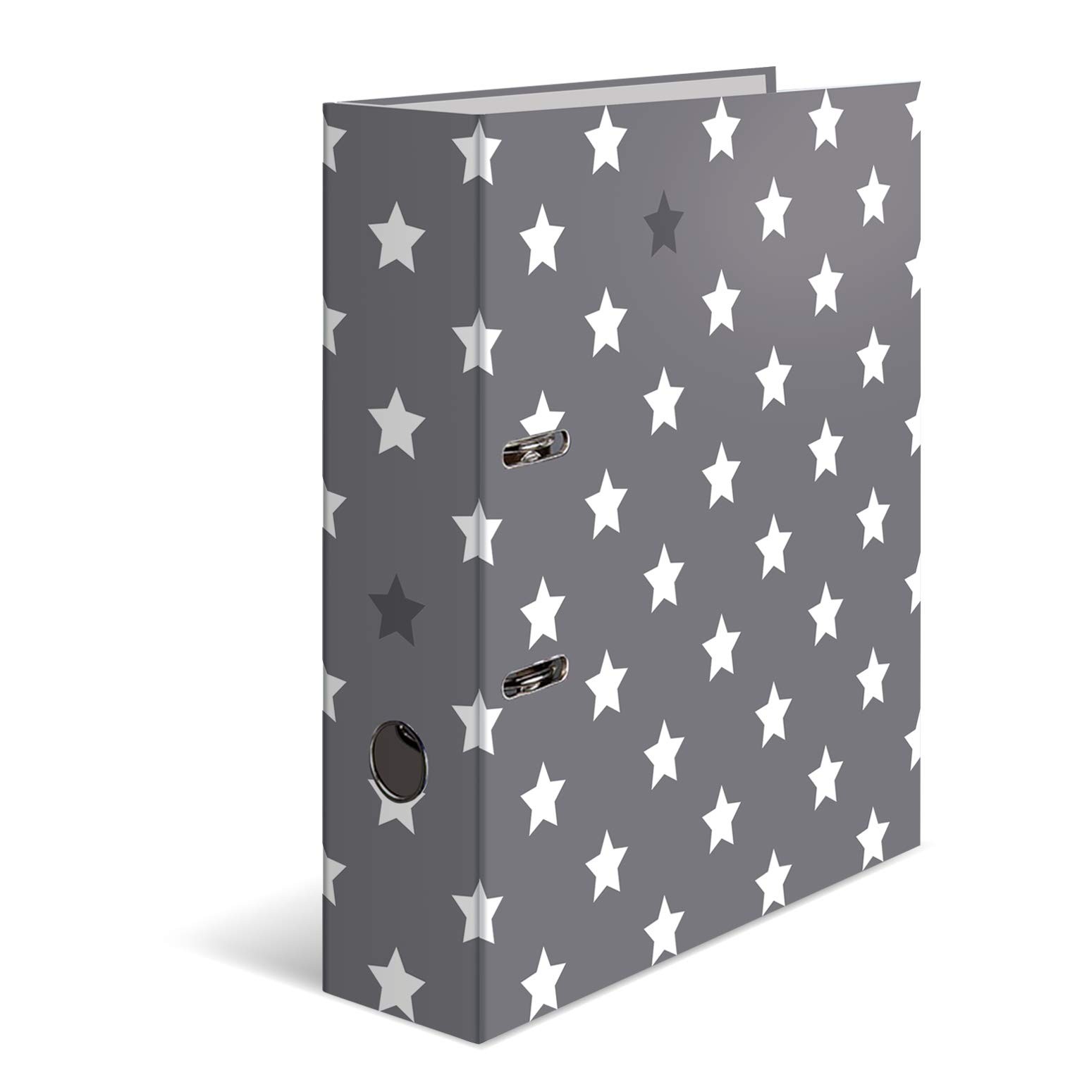 HERMA Lever Arch File Stars with Grey with White Stars Motif, A4, 70 mm Spine, w