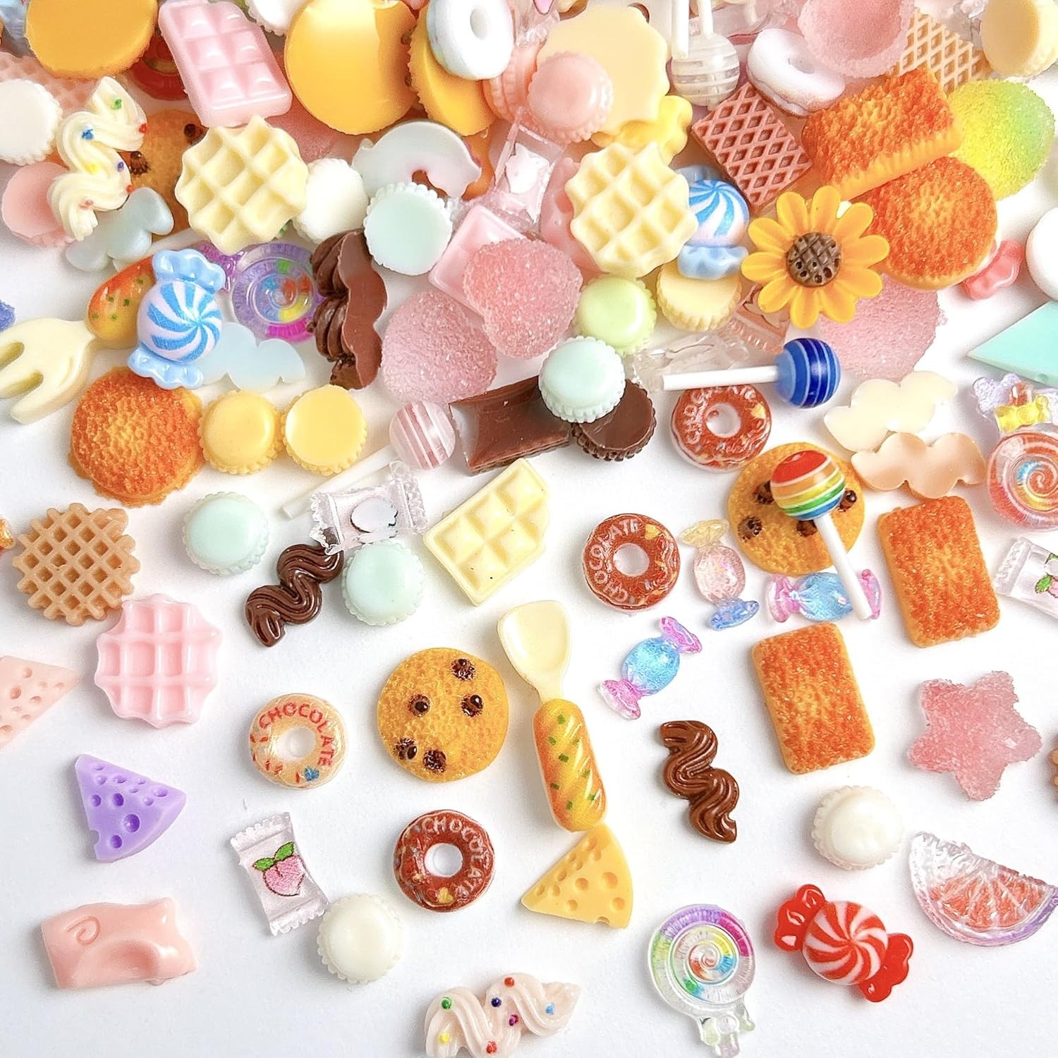 Slime Charms Food Cute Set - Mixed Lot Assorted 10mm to 25mm, Colorful-4 