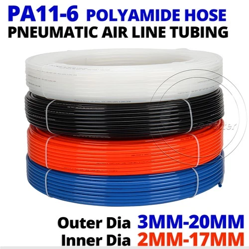 Polyamide PA11-6 Flexible Nylon Tube Hose Pneumatic Air Line Tubing ID 2MM-17MM