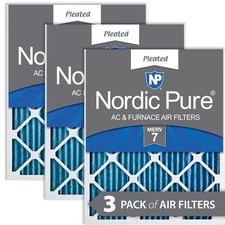 20x22x1 19 1/2x21 7/16 Pleated MERV 7 AC Furnace Filters 3 Pack