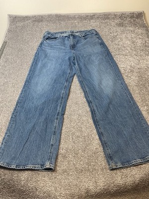 Old Navy Jeans Womens 14P Blue Sky-Hi Wide Leg Extra High Rise Stretch