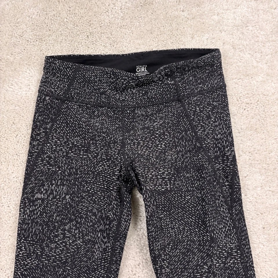 Athleta Girl Leggings Girls Size XL 14 Run With It Tight Black Patterned - Image 3 of 4