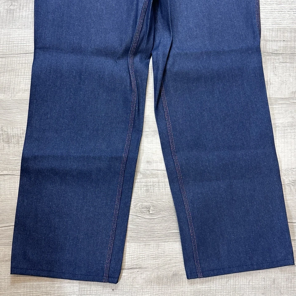 NUEVO CON ETIQUETAS Vintage Años 70 BIG MAC Industrial Jean 38x32 Carpintero Ropa de Trabajo Denim Oscuro Nuevo de Lote Antiguo Foto 3 de 4