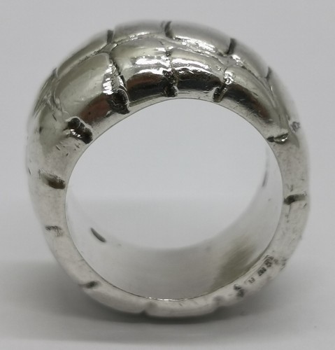 Vtg 1996 Gucci Alligator Croc Print Solid 925 Sterling Silver 13g Ring UK Sz J¼ - 第 7/15 張圖片