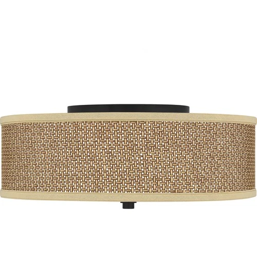 Naturals Zen Boho Rattan Flush Mount Ceiling Light, 17 Inch 3-Light Mystic Bl... - Picture 8 of 9