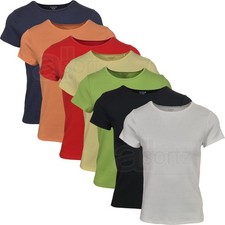 Ladies Cotton Rich Top Ribbed ex M S T-shirt Short Sleeve UK Size Many Colours