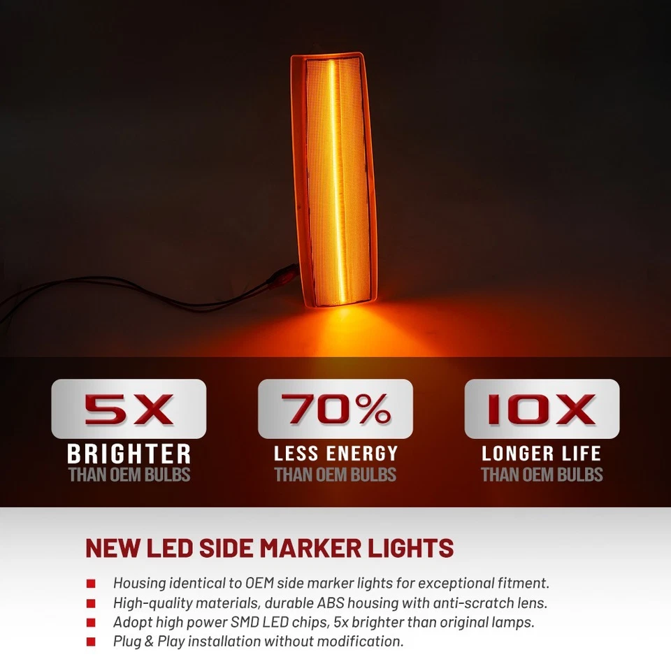 For 1988-93 GMC C/K 1500 2500 3500 Suburban Yukon LED Side Marker Corner Lights - Image 3 of 4