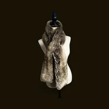 Restoration Hardware Faux Fur Neck Scarf Pull Through Stole Wrap Luxe