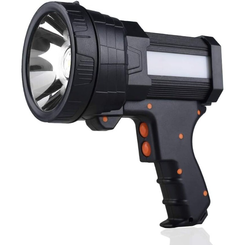 Rechargeable Spotlight Super Bright 1000,000 LM LED Flashlight Handheld Black