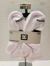 New Mens DC Skate Designer Sport Active 5 Pack Quarter Logo Socks, White