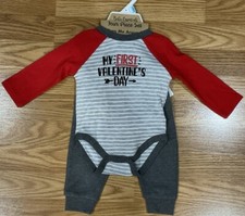 Baby Boy MY FIRST VALENTINE  S DAY 4-Piece Outfit Size 6 Months Hat Socks NWT