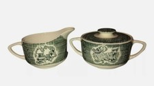 The Old Curiosity Shop Royal USA Green Sugar Bowl and Creamer Set