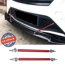 Adjustable Red Black Front Bumper Lip Splitter Rod Strut Tie Bar Support 6"-11"