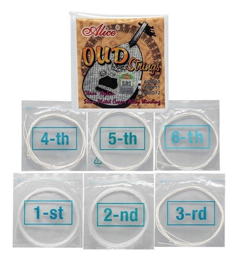 Full Set of 11 Turkish Long Neck Oud Strings Nylon Silver Plated Copper Wound - Picture 9 of 10