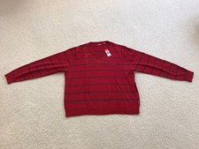 IZOD Orange Striped V-Neck Sweater, Men's Large
