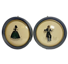 2 Peter Watson's Studio Reverse Hand Painted Silhouette Art Framed Convex Glass