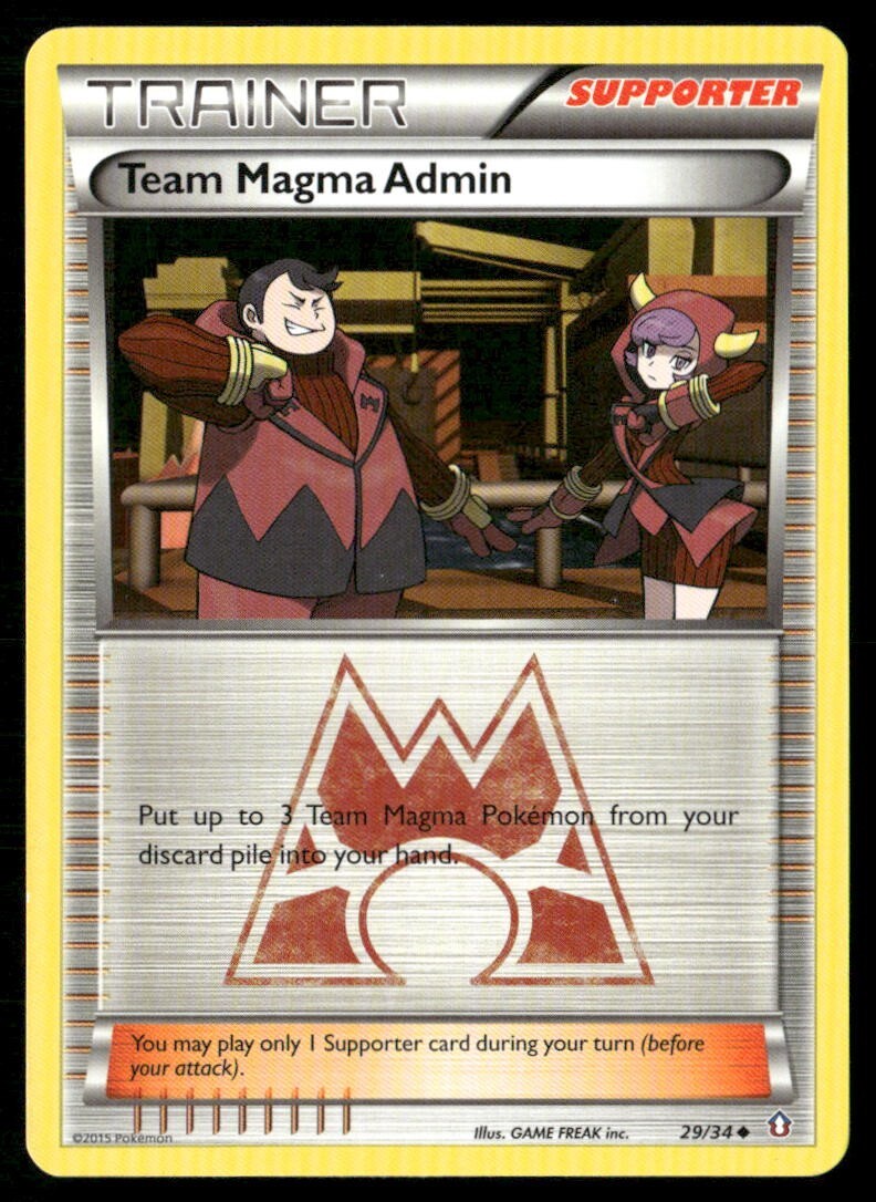 2015 Double Crisis Set Pokemon Card 29  Team Magma Admin LP
